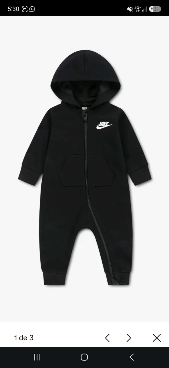 Enterito de bebé Nike gris con capucha - 2