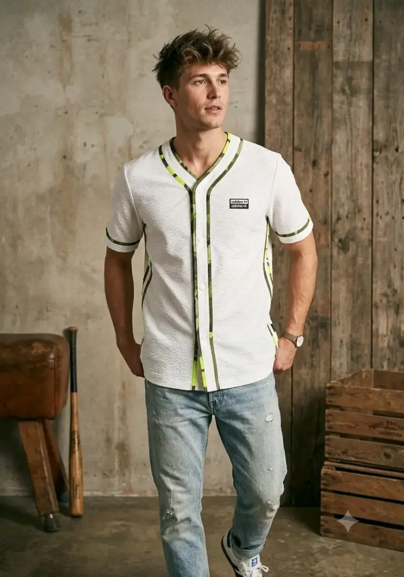 Camisa deportiva blanca con detalles verdes - 1