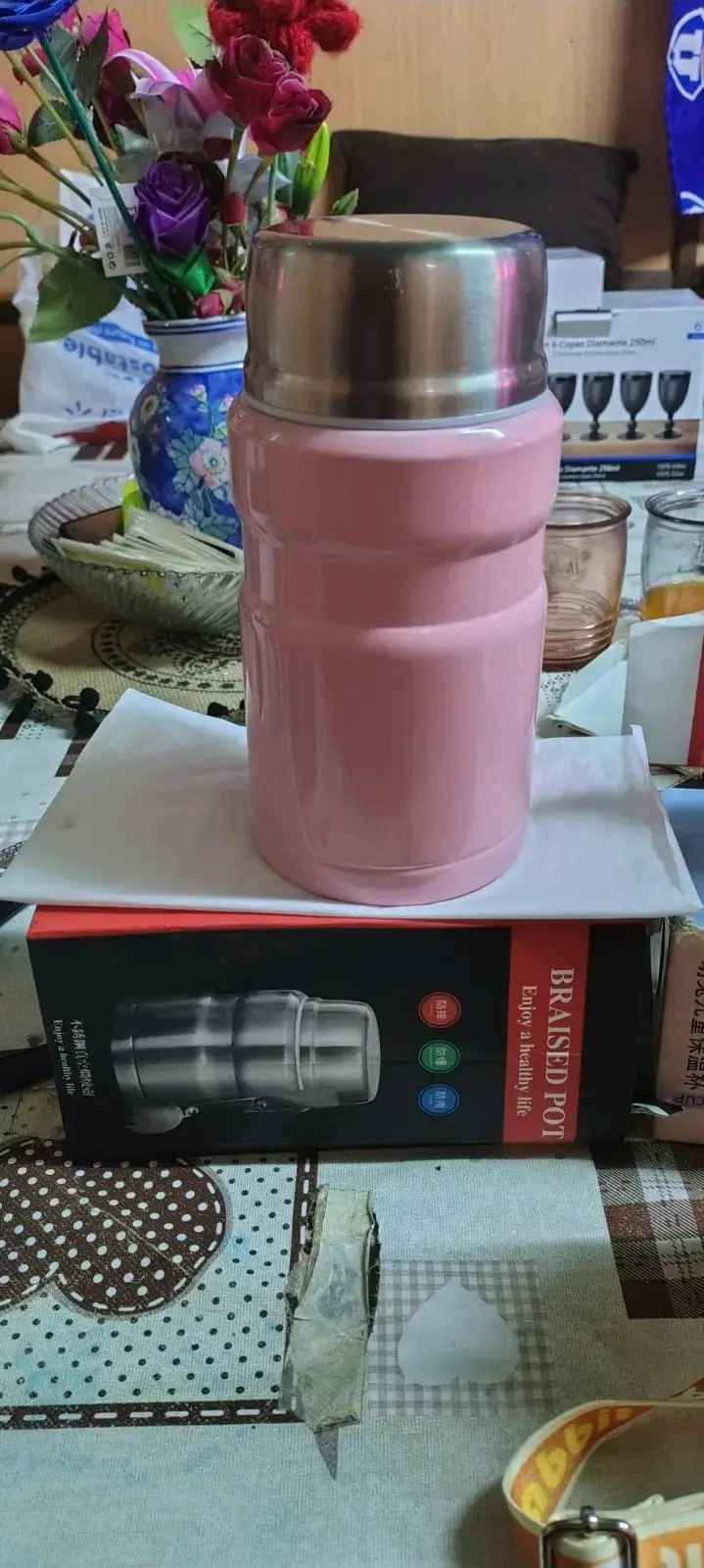 Termos de acero inoxidable dorado y rosado - 3