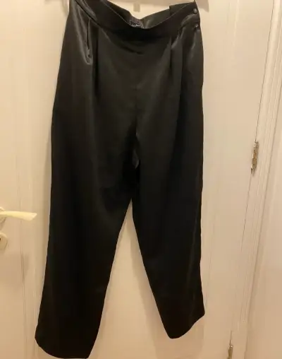 Pantalones negros en seda italiana - miniatura 1
