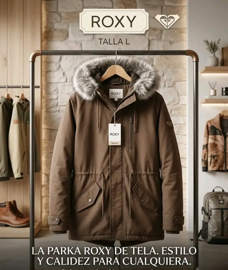 Parka marrón con capucha de piel sintética - 2