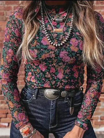 Polera manga larga estampado rosa - miniatura 3