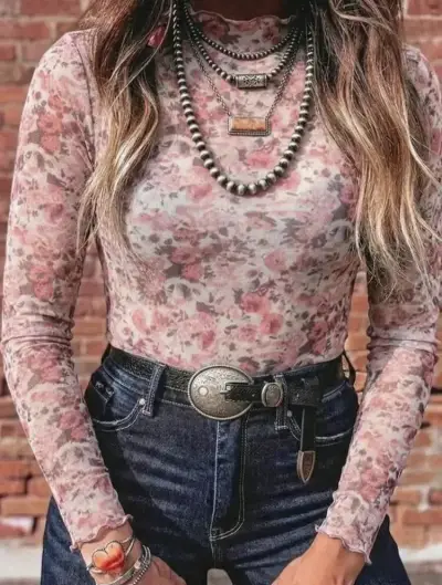 Polera manga larga estampado rosa - miniatura 4