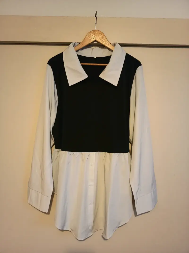 Blusa bicolor blanco y negro