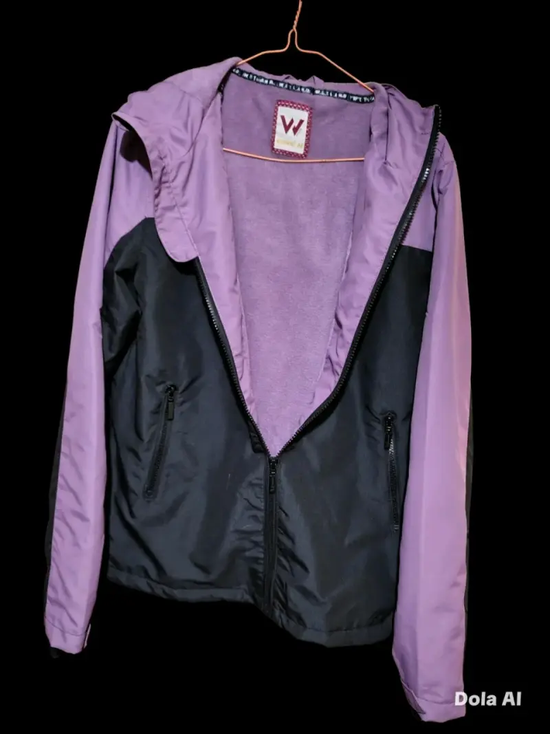 Chaqueta impermeable bicolor con capucha - 3