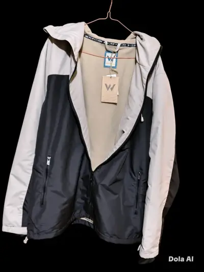 Chaqueta impermeable bicolor con capucha - miniatura 3