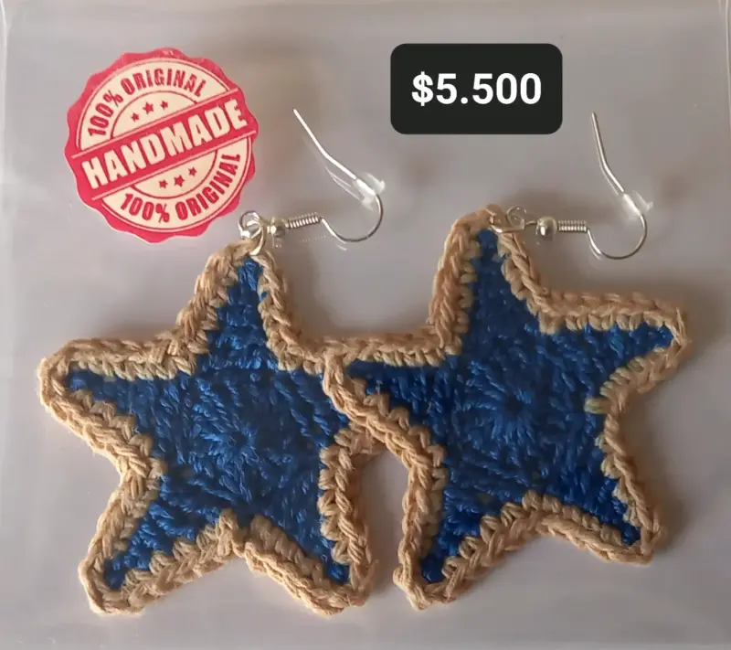 Aros tejidos a mano en forma de estrella