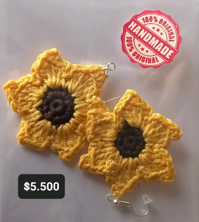 Aros de girasol tejidos a mano