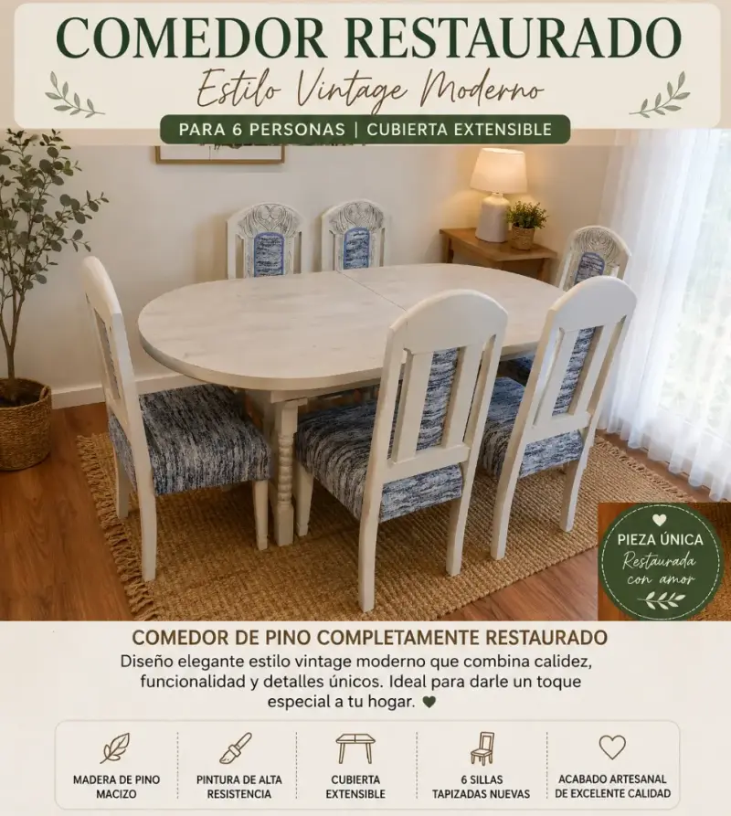 Comedor restaurado estilo vintage moderno - 1