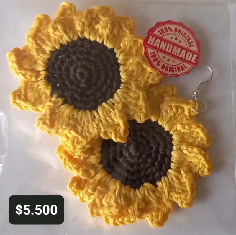 Aros de girasol tejidos a mano