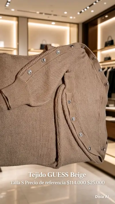 Suéter tejido GUESS beige con botones - miniatura 1