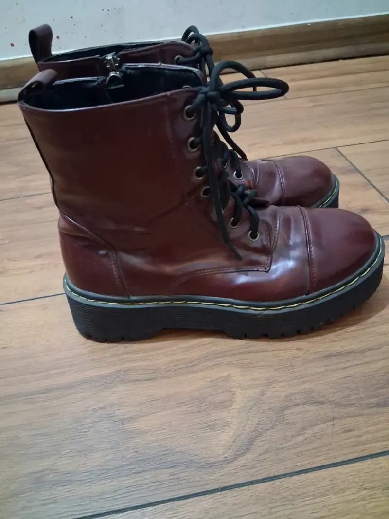 Botas de cuero cuero con plataforma - 1