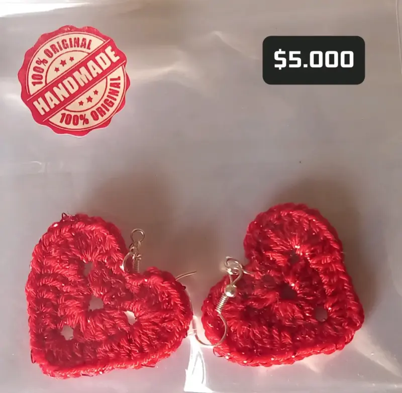 Aros de crochet en forma de corazón