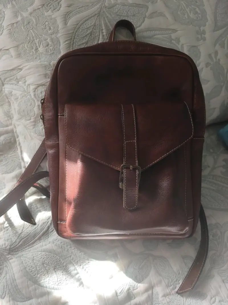 Mochila de cuero marrón - 1