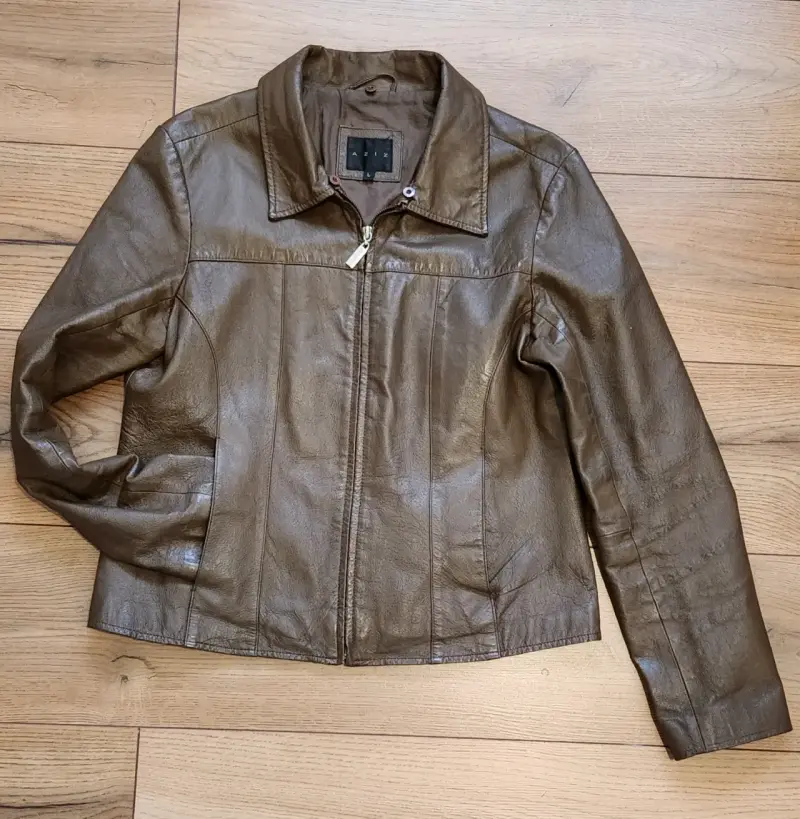 Chaqueta de cuero marrón para mujer - 1