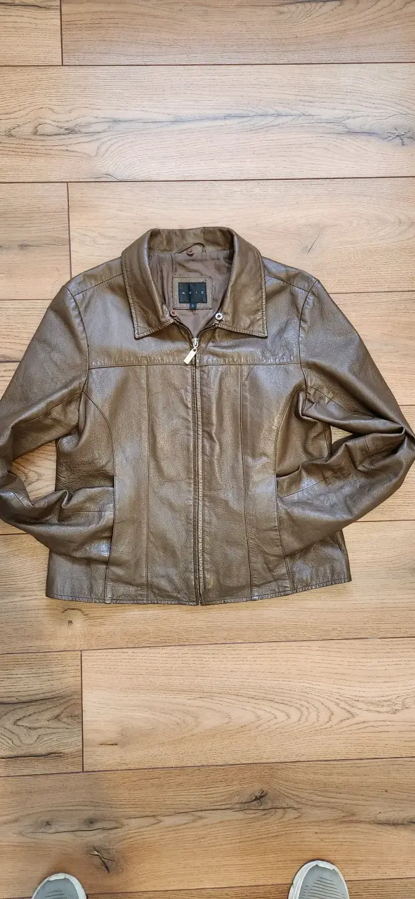Chaqueta de cuero marrón para mujer - 3
