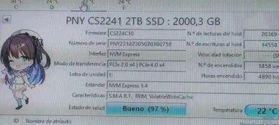 SSD PNY 2TB en buen estado 97% de uso conversable - miniatura 3