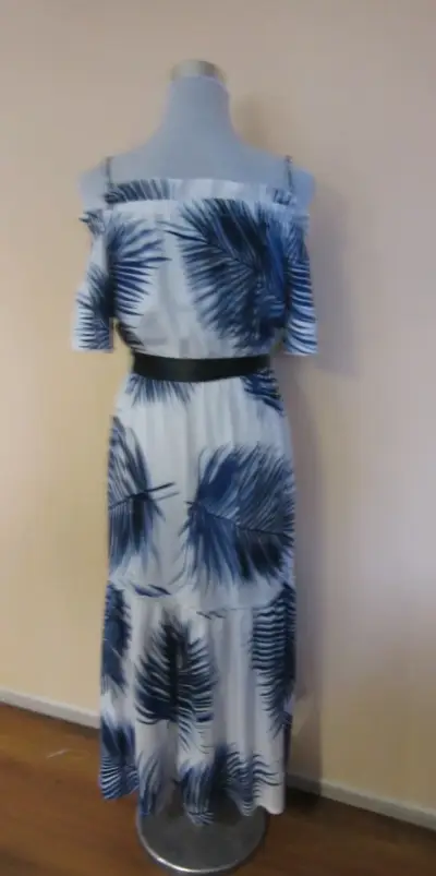 Vestido largo estampado hojas azul - miniatura 2