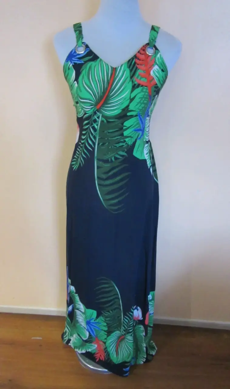 Vestido largo estampado tropical - 1