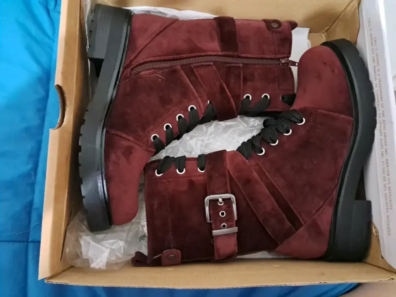 Botas de gamuza burdeos con cierre lateral - 4