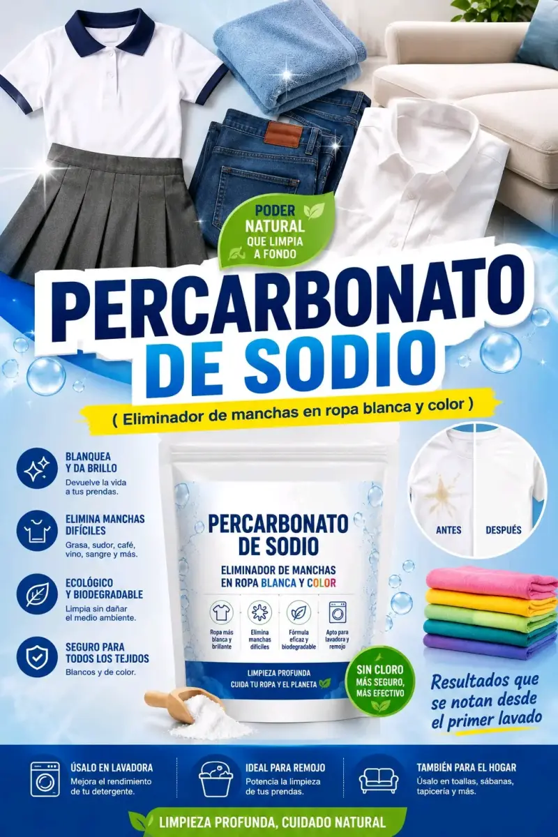 Percarbonato de sodio para manchas en ropa