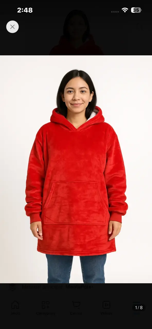 Polerón manta polar rojo con capucha - 2