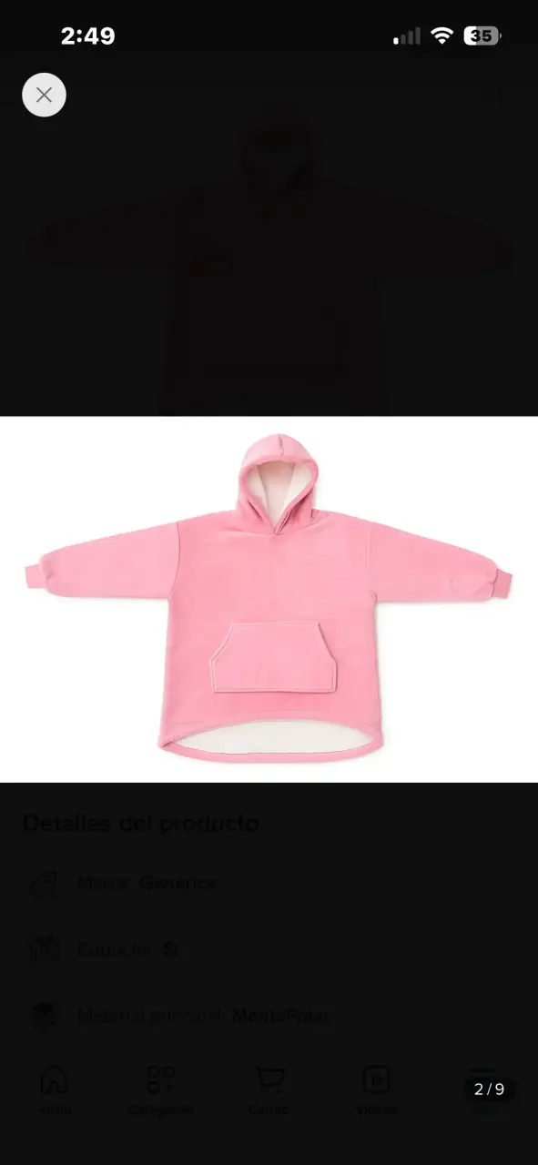 Polerón con capucha rosado de manta polar - 1