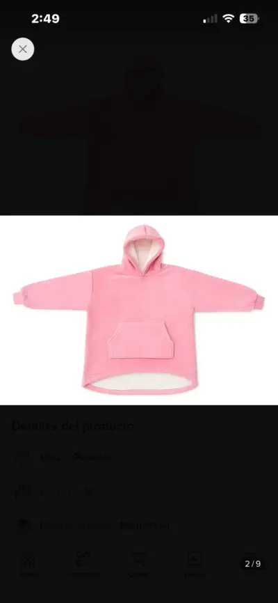 Polerón con capucha rosado de manta polar - miniatura 1