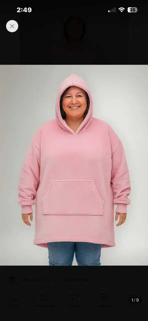 Polerón con capucha rosado de manta polar - 2