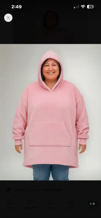 Polerón con capucha rosado de manta polar - miniatura 2