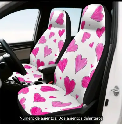 Fundas para asientos de auto con diseño de corazones - miniatura 1
