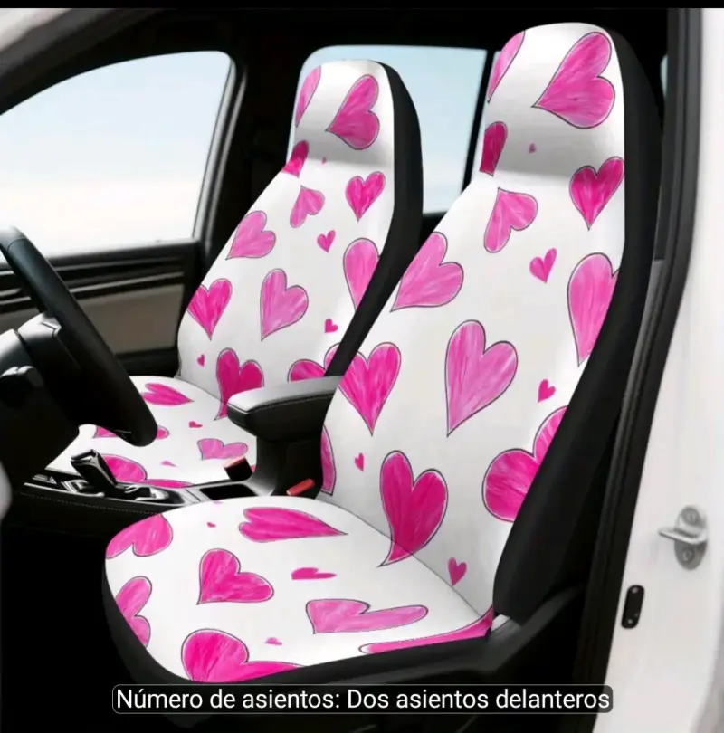 Fundas para asientos de auto con diseño de corazones - 1