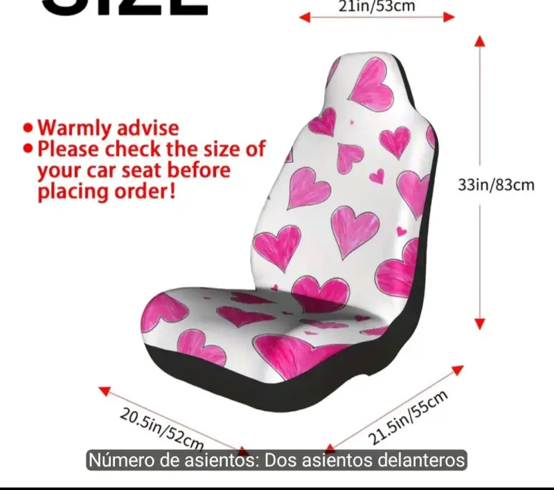 Fundas para asientos de auto con diseño de corazones - 2