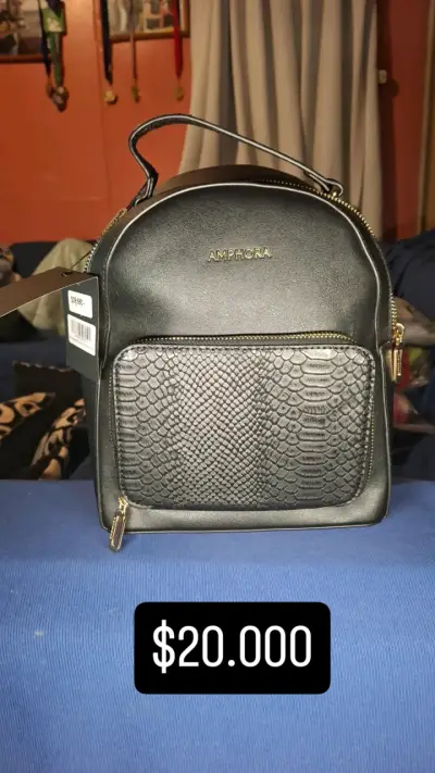 Mochila Amphora negra con textura elegante - miniatura 1