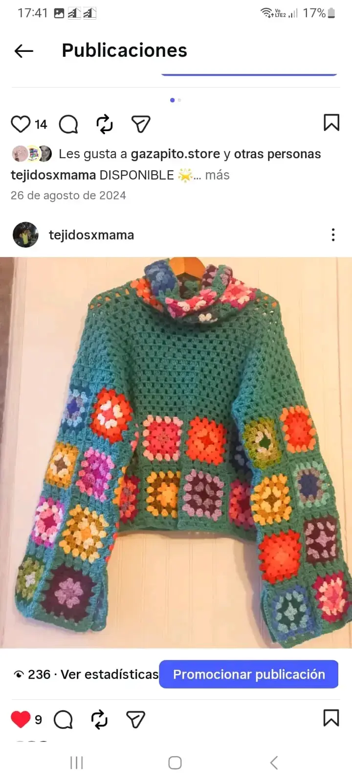 Suéter tejido a crochet multicolor