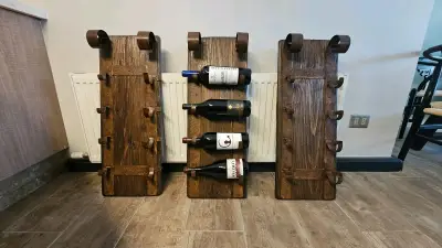 Botellero de madera rústico para vinos - miniatura 3