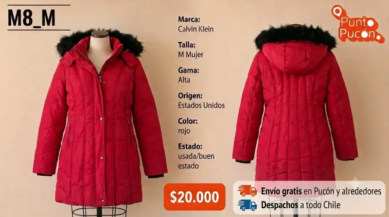 Parka Calvin Klein Roja con capucha - 1