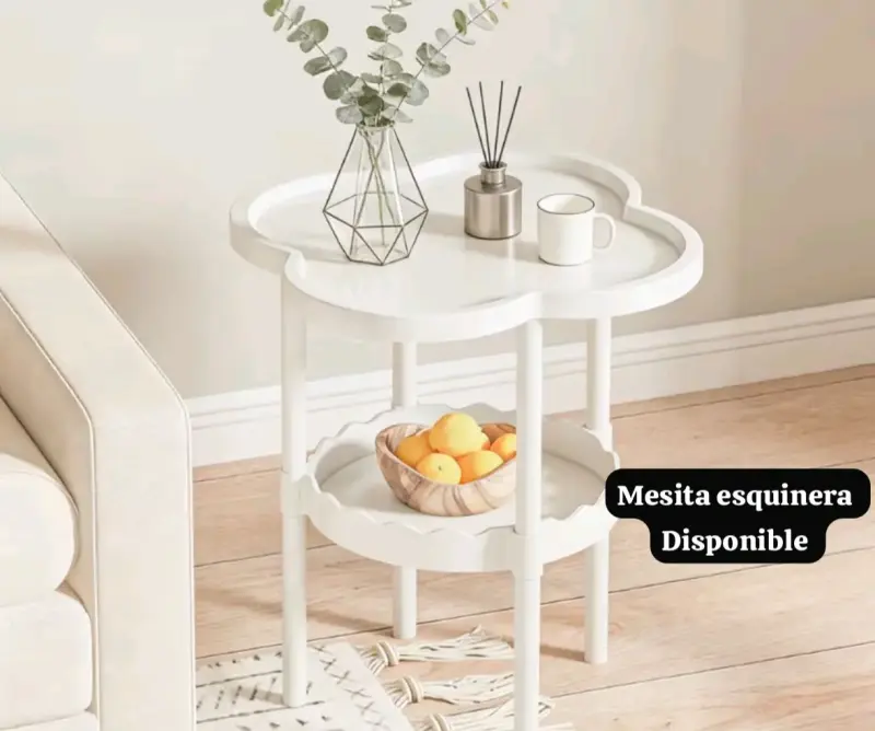 Mesita esquinera blanca de diseño moderno