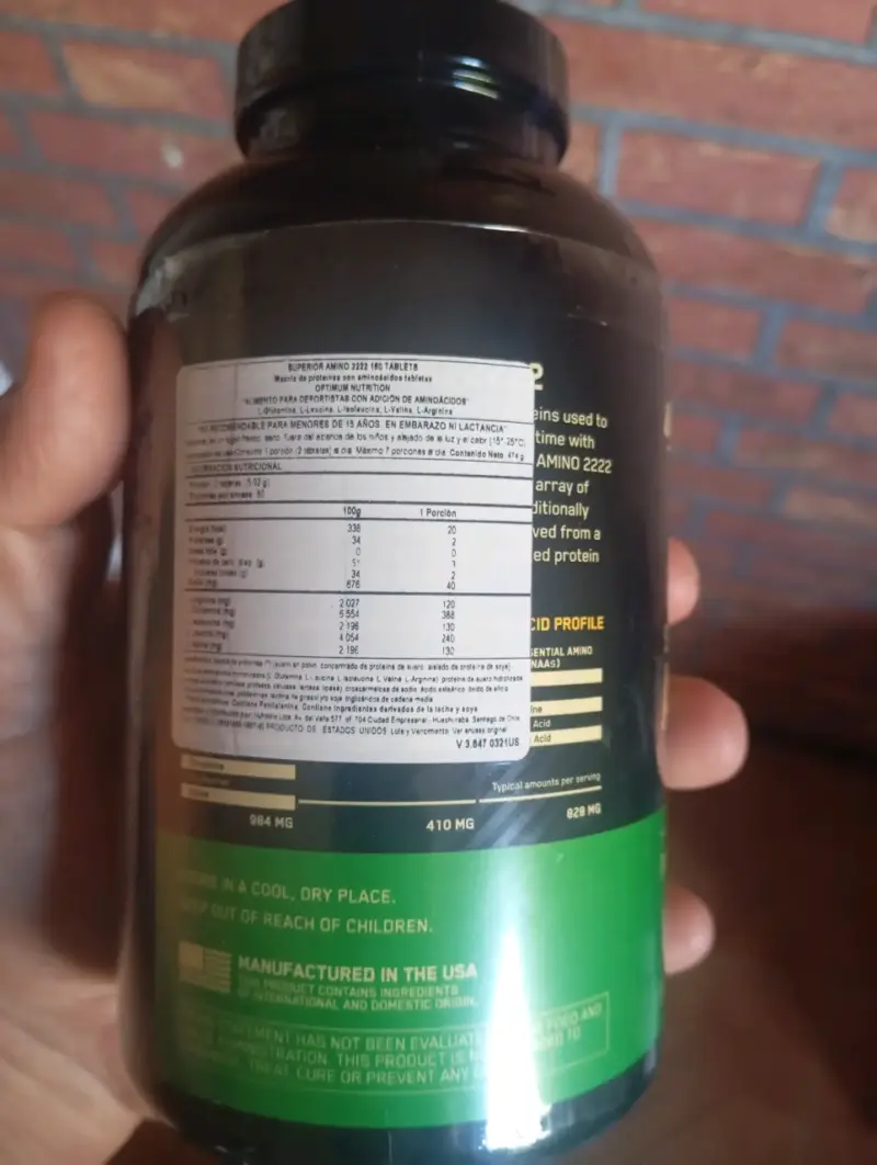 Suplemento de aminoácidos Optimum Nutrition 180 tabletas - 1