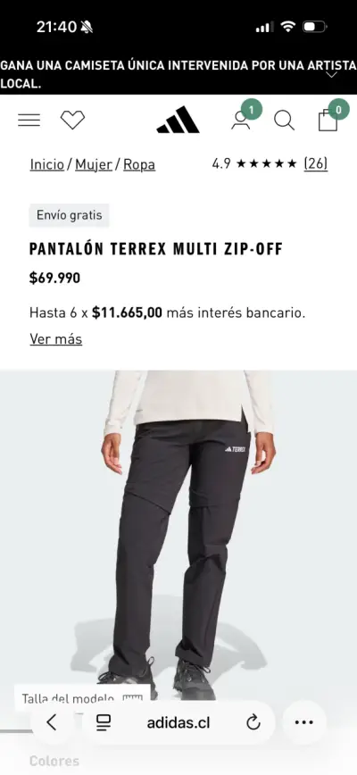 Pantalones desmontables Terrex lila para oudor - miniatura 4