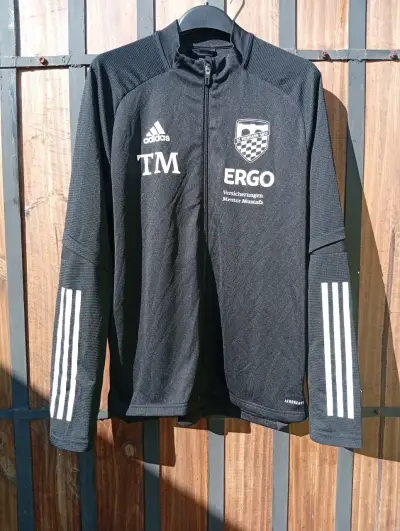 Chaqueta deportiva Adidas negra con logos - miniatura 1