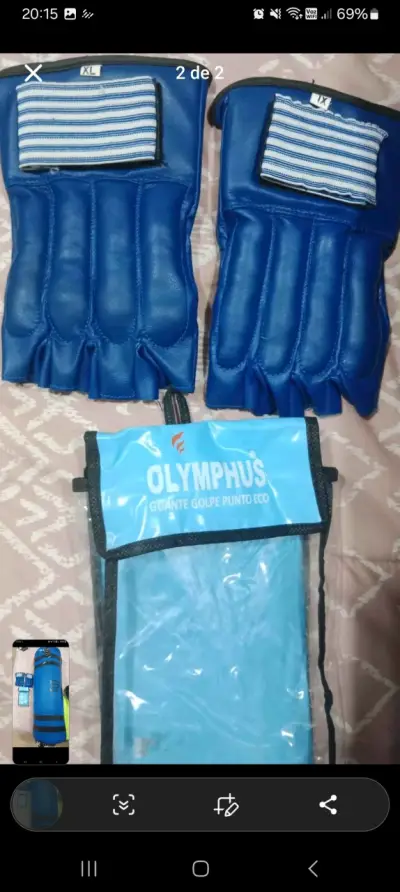 Saco de boxeo azul con guantes Olympikus - miniatura 2