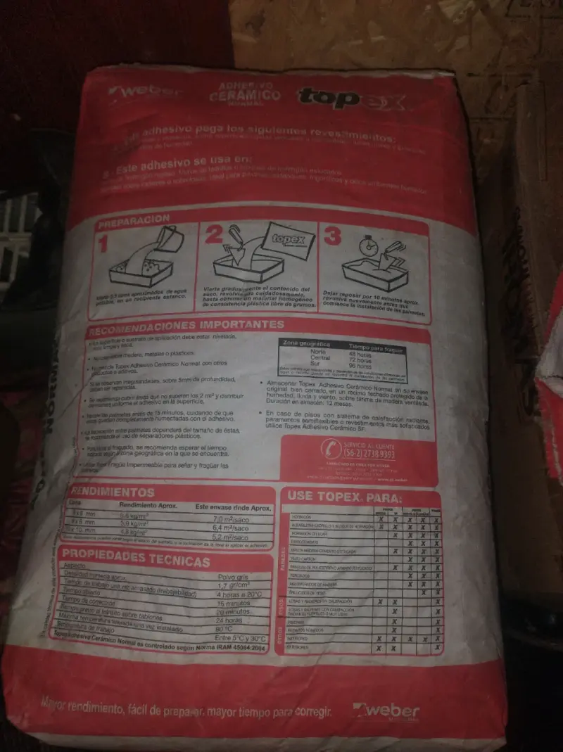 Adhesivo cerámico Topex 25 kg máxima adherencia - 3