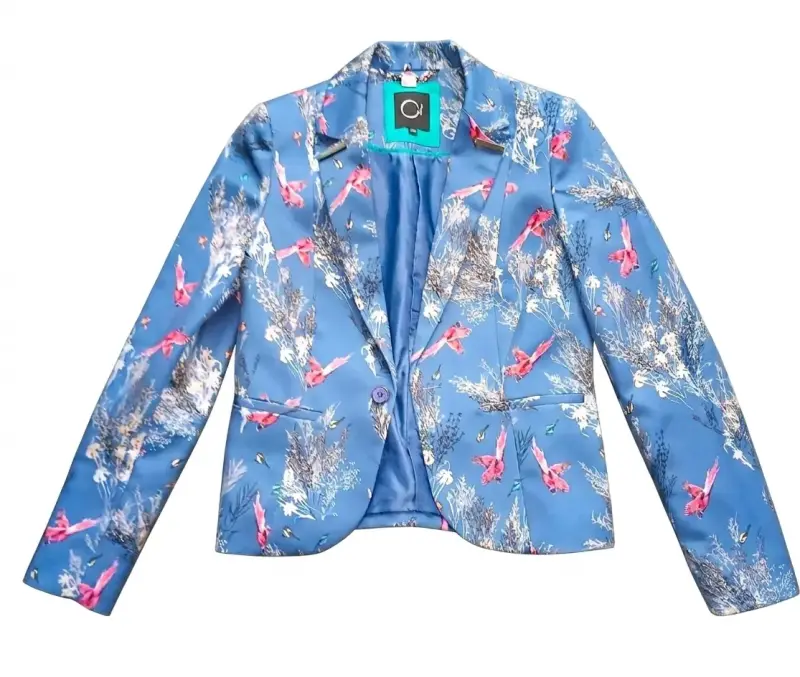 Blazer IO estampado azul con diseño floral - 1
