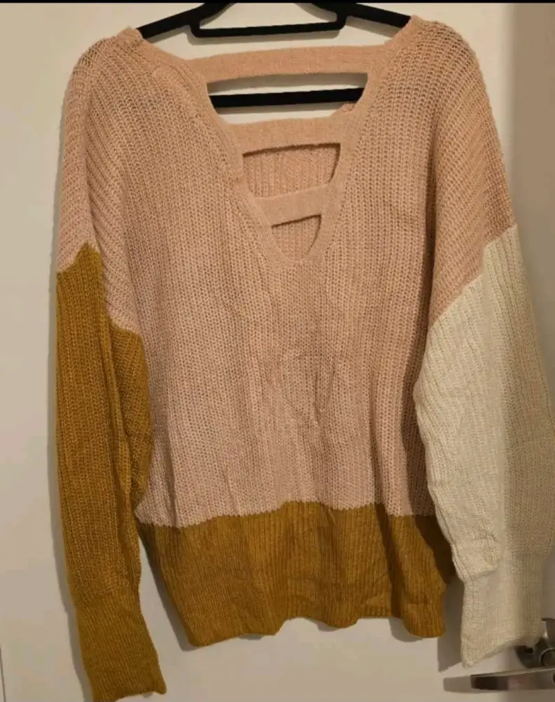 Suéter de punto tricolor para mujer - 3