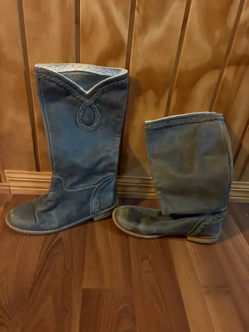 Botas de cuero gris estilo casual número 38 - 1