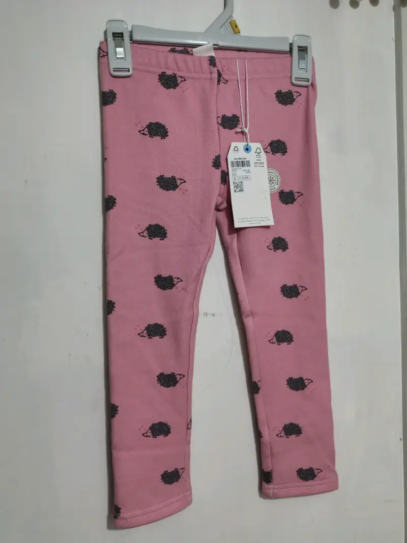 Leggings rosados para niña con estampado de erizos - 1