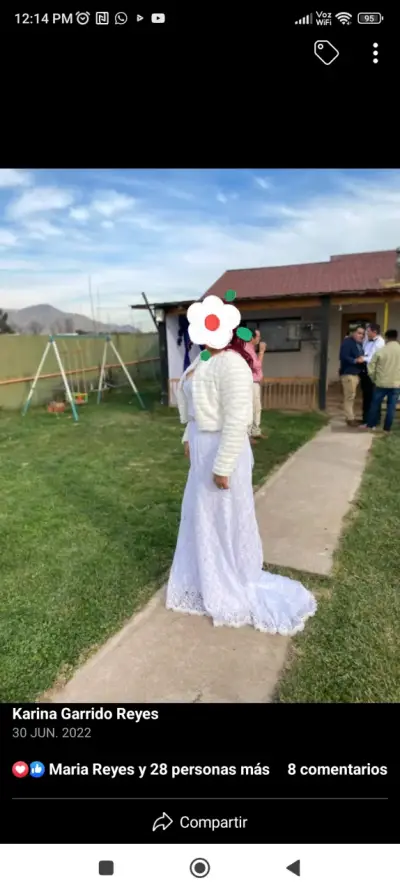 Vestido de encaje blanco con chaqueta - miniatura 1
