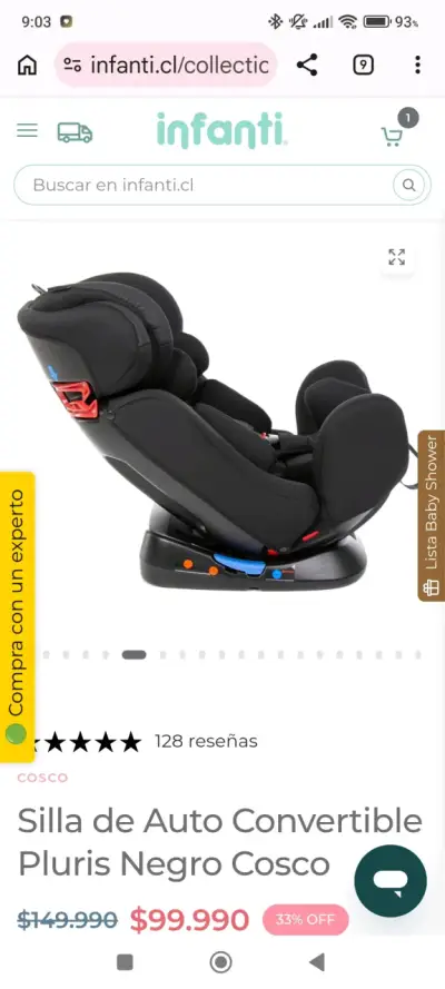 Silla de auto convertible Cosco Pluris negra - miniatura 2