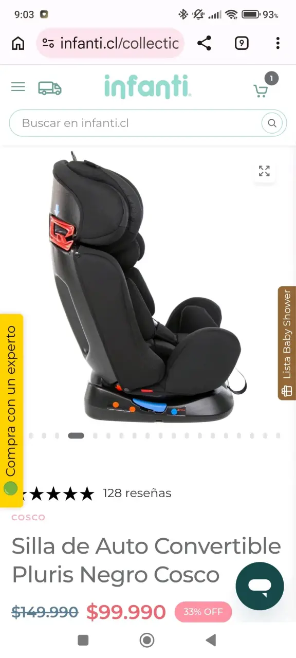 Silla de auto convertible Cosco Pluris negra - 3